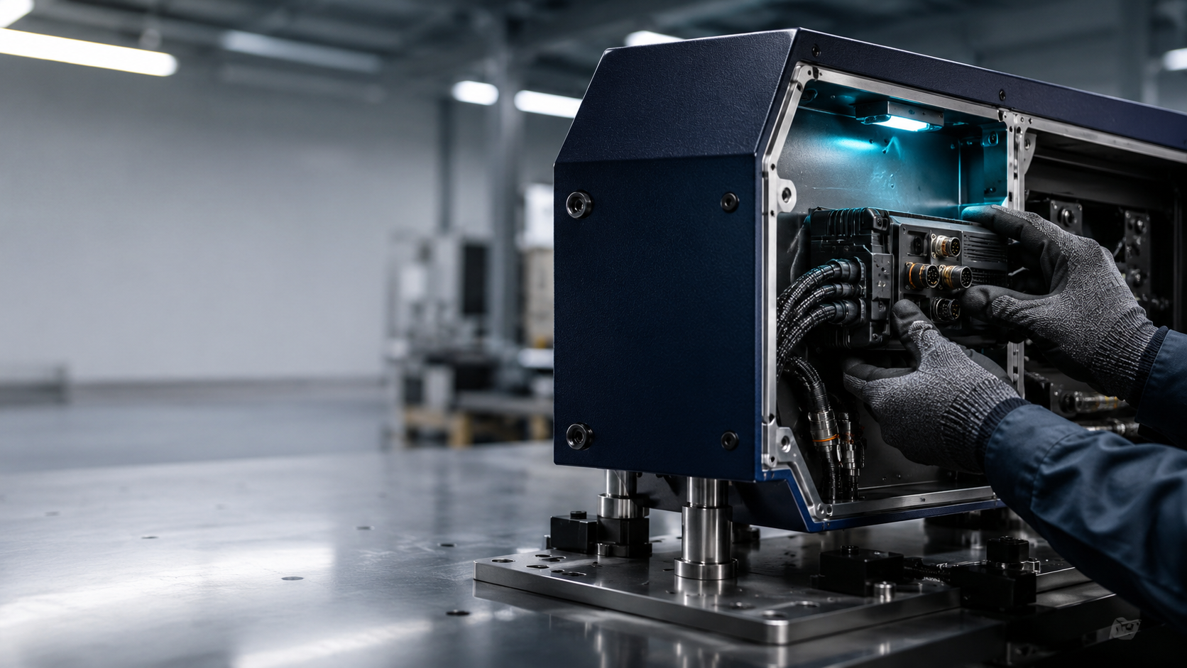 A sealed electronic module integrated into a precision metal enclosure
